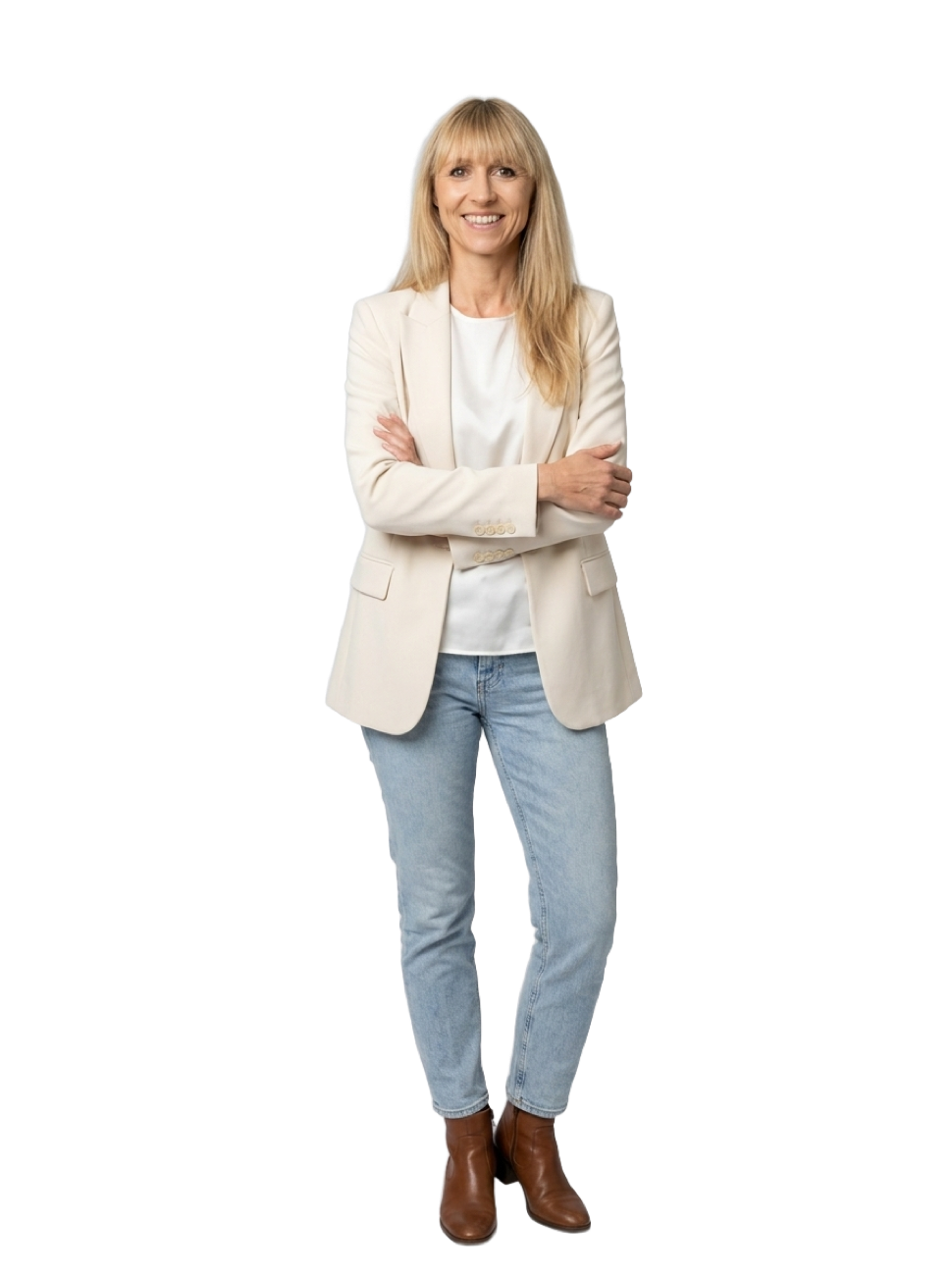 Lena Hoffmann, glücklich und frei vor Sonnenuntergangs-Licht